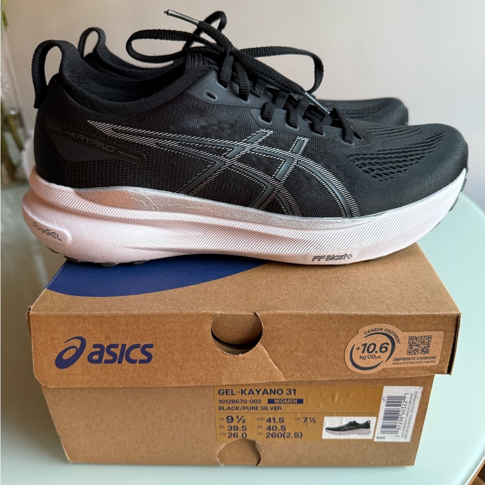 ASICS Gel-Kayano 31 Women’s Running Shoes – Black/Pure Silver – Size 9.5